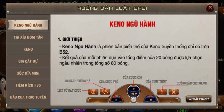 Chinh Phục Keno Ngũ Hành Tại B52 Club Với Tỷ Lệ Thắng Cực Lớn