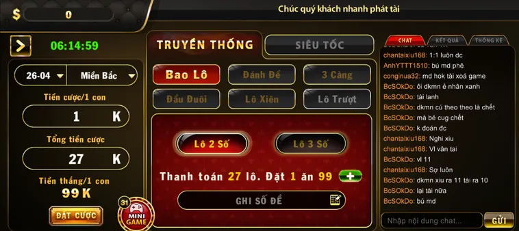Trải Nghiệm Lô Đề 1 Ăn 99 Tại B52 Club Với Tỷ Lệ Cao