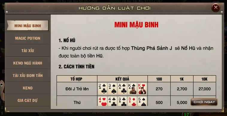 Trải Nghiệm Đỉnh Cao Khi Tham Gia Minigame Mini Mậu Binh Tại B52 Club